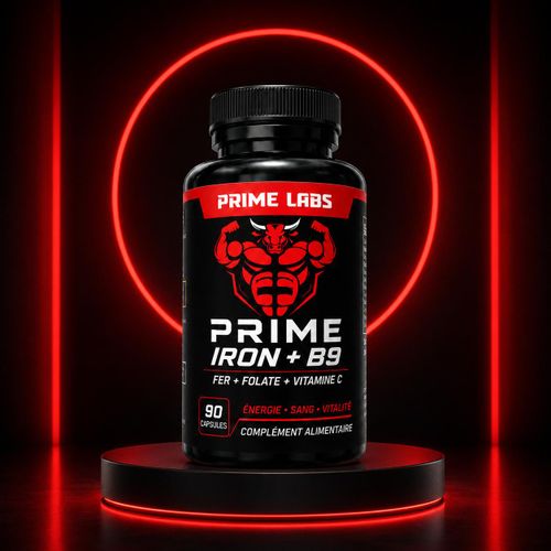 Prime Labs Iron + B9 Fer 14 mg + Folate 400 µg + Vitamine C – 90 Capsules PRO Premium