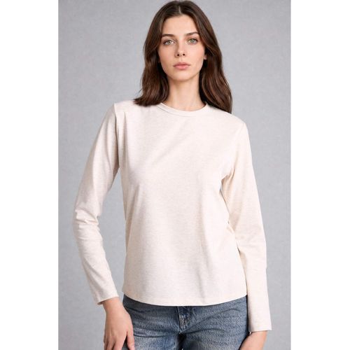 T-shirt beige à manches longues Coupe slim