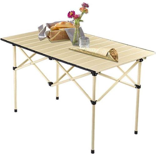 Table Portable de Camping et Pique-Nique – Structure Aluminium Antirouille, Montage Rapide et Transport Facile