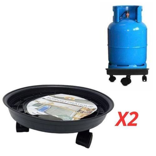 Lot 2 Support a Gaz Plastique avec 4 RouePorte-bouteille Pour Dplacer Les Pots De Fleurs