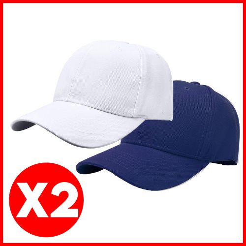 Pack De 2 Casquette Unisex Ajustable Blanc+Blue