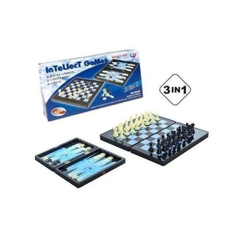 Boitier 3 jeux en 1, Échecs, dames et Backgammon / Jeu d'échecs, jacquet, dames
