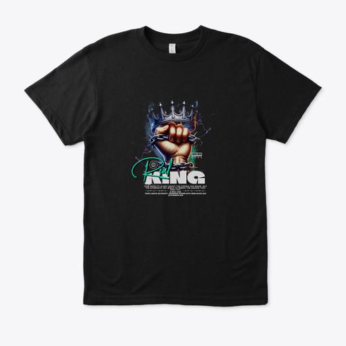 T-Shirt Roi Noir Couronne & Poing Levé T-Shirt Graphique Unisexe - Black