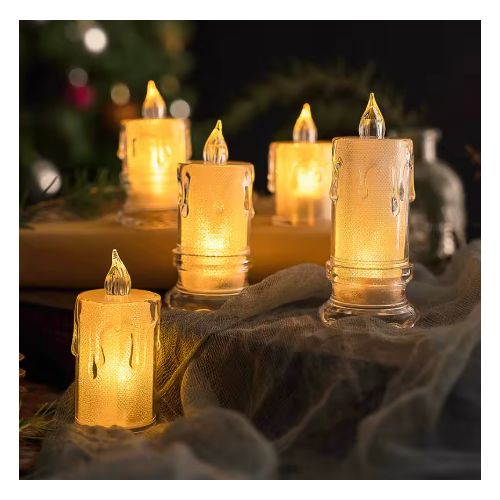 Bougie en cristal LED sans flamme,5 pièce coque transparente, veilleuse électronique, fête de rencontre, décoration de la maison de vacances,Bougie LED sans flamme, transparente, acrylique, électronique, ci-après, fête, mariage, décoration de la maison,