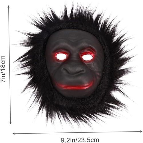 Masque Animaux Singe Noir avec Détails Rouges, Masque Effrayant pour Adultes et Enfants
