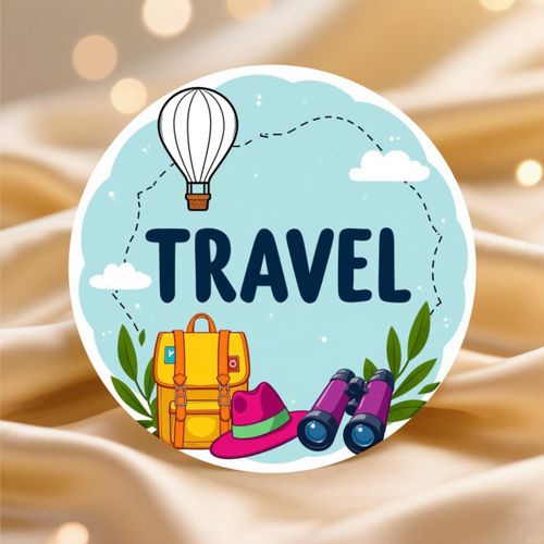 24/48 autocollants + Thème voyage + Multicolore + Montgolfière Sac à dos Chapeau Jumelles et Texte de voyage + Aventures en plein air Vacances Exploration Randonnée Camping Voyages en voiture
