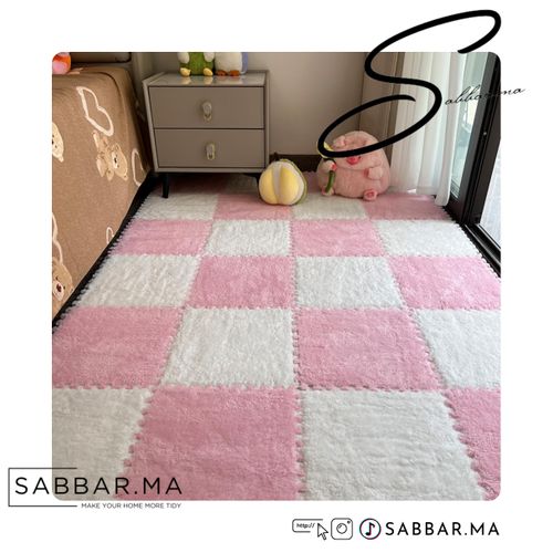 12 pices - Tapis de sol bb en peluche Vert Doux