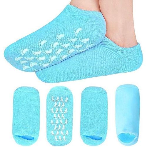 Chaussettes Hydratantes, Chaussettes gel hydratantes ultra-douces, Doublure gel imprégnée d'huiles essentielles et de vitamines pour réparer et adoucir la peau des pieds craquelés à sec.