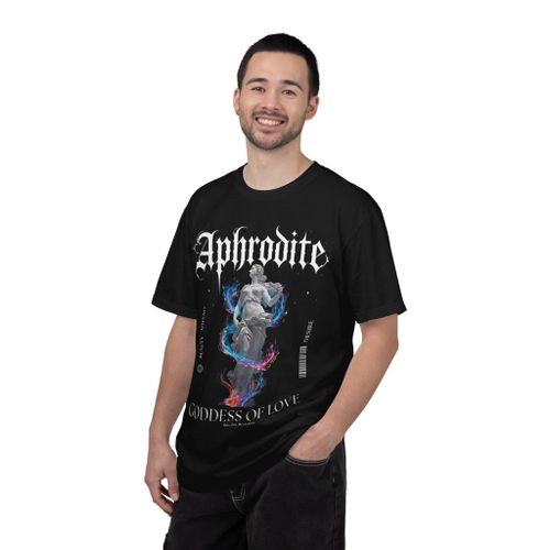 T-Shirt Noir Unisex Aphrodite Goddess of Love - 100 % Coton Premium, Style Aesthetic Synthwave / Vintage Gothic