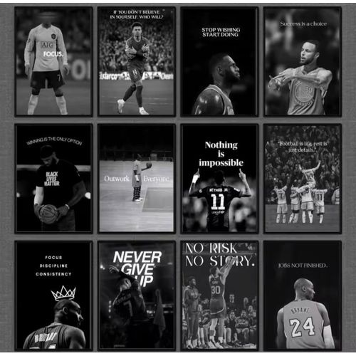 12 Poster A4 affiche de Legendary d'athlètes pour salle de sport football basket ball Poster décoration chambre