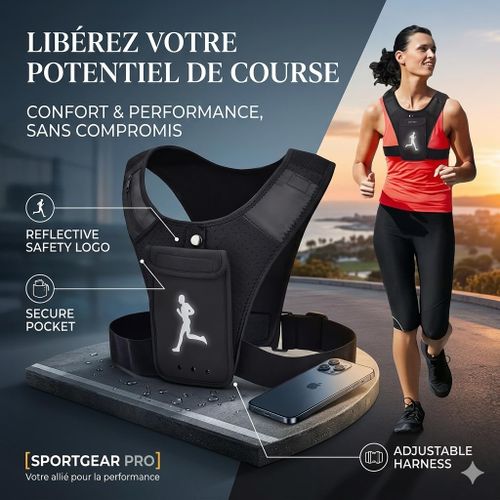 Gilet Running Sport avec Rangement – Support Téléphone, Sac Léger Respirant, Idéal Course, Vélo, Fitness et Activités Extérieures