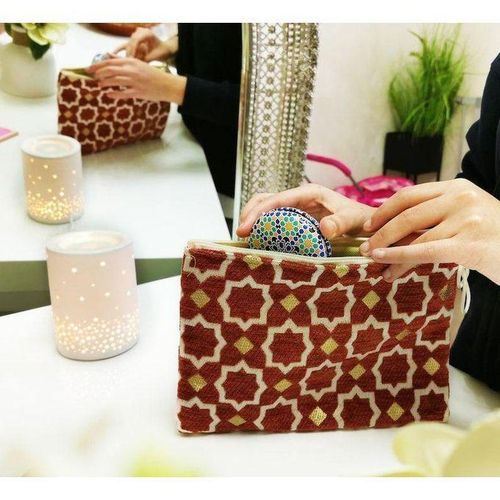 Pochette en Tissu Brocart Marocain - Sacs -Beldi artisanal ROUGE
