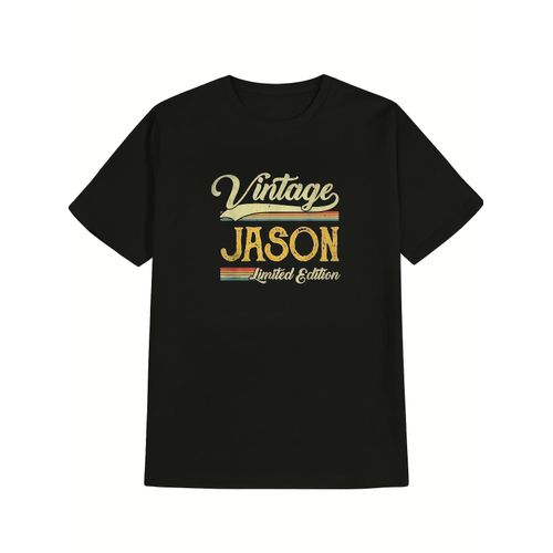 T-shirt Rétro Nom Jason en Édition Limitée - Noir avec Lettrage Doré - Cadeau d'Anniversaire pour Homme - T-shirt Décontracté Vintage - Convient pour le Quotidien et les Occasions Spéciales - Motif à Rayures Colorées - Machi Confortable