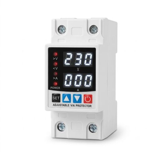 Protecteur de Tension et Courant Réglable Tension & Ampérage (DIN Rail) - Double Affichage LED 220V/40A