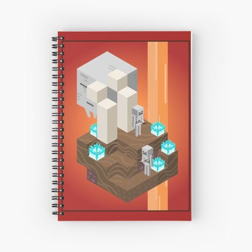 Cute ghast and skeletons nether minecraft Spiral Notebook Bloc note