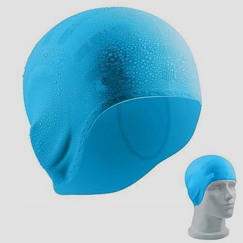 Bonnet de bain 3D Swimming Cap 3D Adult Bleu clair قبعة السباحة
