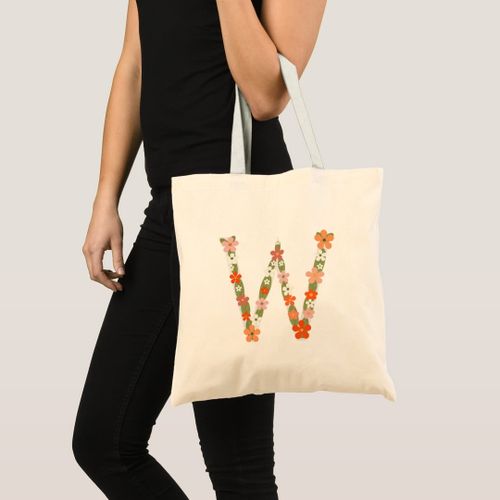 Tote bag letter alphabet "w" Unique, haute qualité