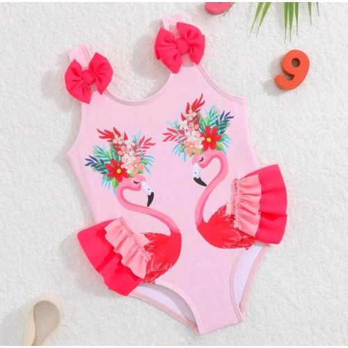 Maillot de Bain Flamant Rose Élégant pour Petites Filles