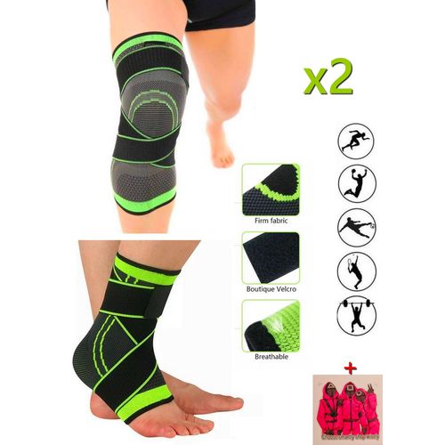 Pack 2 Genouillères & 2 Chevillères pour soulager les douleurs + Sticker Choose