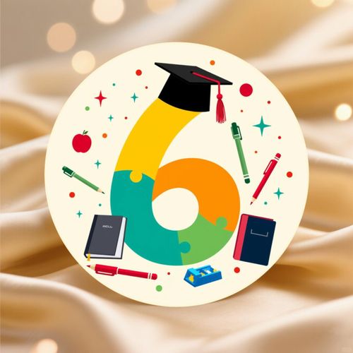 Lot de 24 ou 48 autocollants de bureau avec numéro six, casquette de remise de diplôme, livres, stylos, pomme, pièces de puzzle, motif coloré pour l'école et le travail