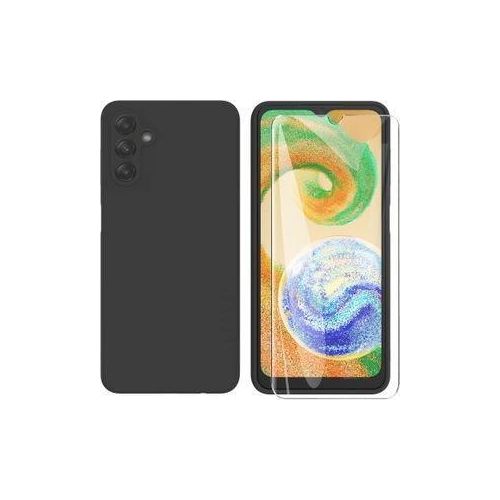 Case Coque Souple Liquid pour Samsung A04s Silicone Liquide Protection -noir+ Incassable Verre De Protection Samsung Galaxy A04s