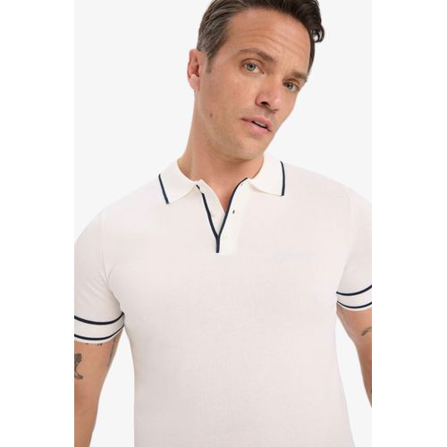 T-shirt Polo blanc en maille à manches courtes Coupe standard