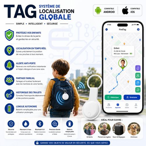 Traceur Intelligent Bluetooth – Localisation en Temps Réel Android & iOS avec Porte-clés en Silicone Inclus