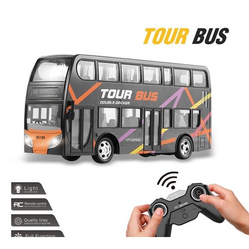 Bus télécommandé pour enfant avec batterie rechargeable et lumière - Noir
