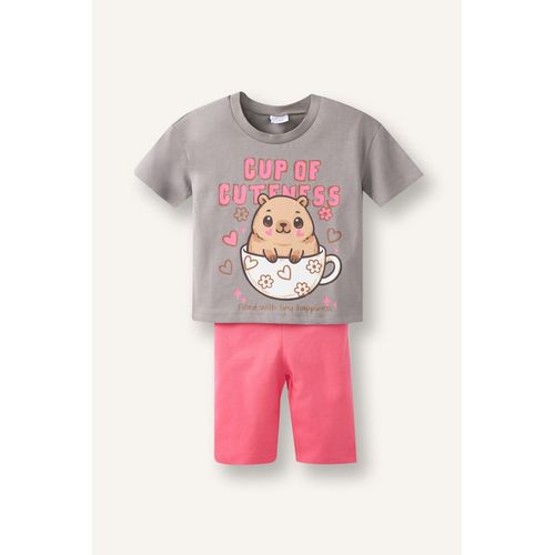 Ensemble 2 pièces gris à motif animalier pour bébé fille