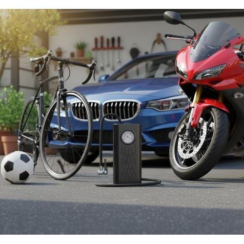 Pompe à Air Portable Sans Fil avec Manomètre Gonfleur Électrique Rechargeable pour Pneus de Voiture Moto et Ballons Gonflage Rapide et Sécurisé