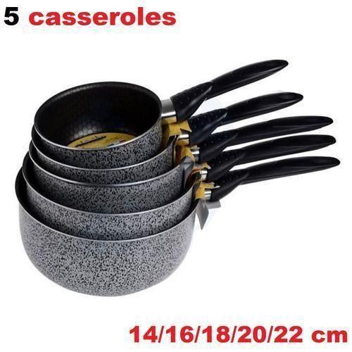 Ensemble de 5 Casseroles Antiadhésives 14/16/18//20/22 cm