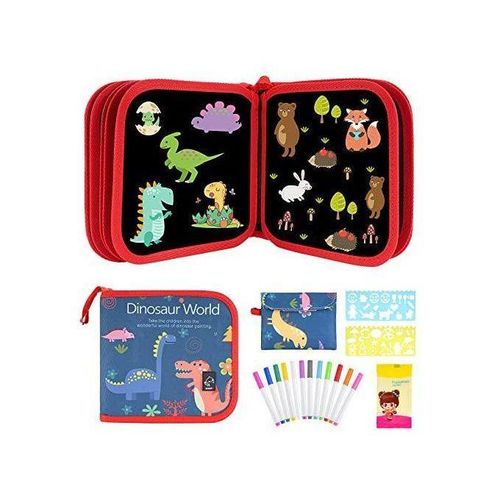Livre de Dessin Effaçable pour Enfants : Kit Créatif Monde des Dinosaures avec Feutres Magiques