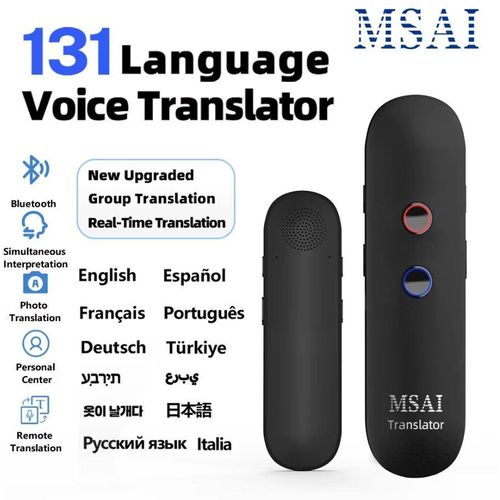 Traducteur Vocal Intelligent MSAI T4, 131 Langues, Traduction Instantanée Bidirectionnelle, Bluetooth APP, Traduction de Texte et Enregistrement Vocal, Portable pour Voyage et Business
