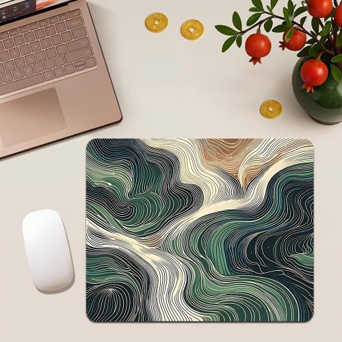 Tapis de souris gaming avec motif de texture de bois fluide et dégradé de riz vert, base antidérapante en caoutchouc, tapis de souris imprimé HD, accessoire de décoration de bureau universel pour ordinateur portable et ordinateur de bureau à domicile