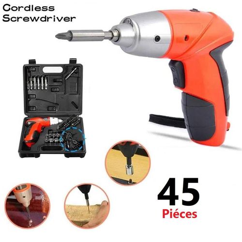 Visseuse Rechargeable 45 Pièces avec Bouton Bidirectionnel et Lumière LED