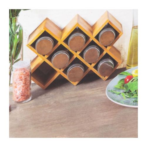 خزانة لحفظ 10 برطمانات توابل من الخيزران