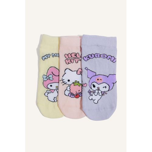 Lot de 3 Chaussettes invisibles assorties en coton Hello Kitty pour fille