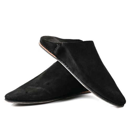 Babouche daim premium Garçon - noir