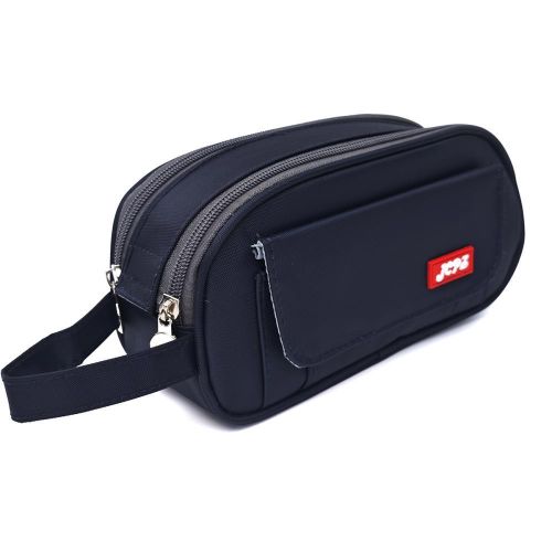Trousse à crayons en tissu compacte à fermeture éclair avec poignée supérieure