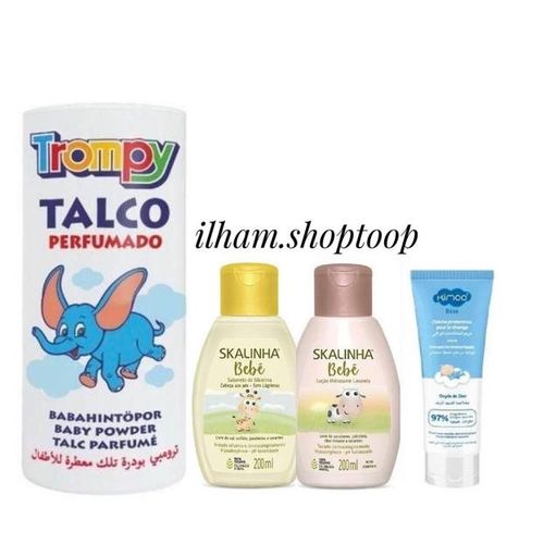 Talc Parfumé (500g)+Skalinha Gel lavant(200ml) et Lotion (200ml)+Kimoo Bébé Crème de Change (40g)