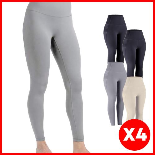 Pack De 4 Legging 2Noir+Gris+Biege Confortable pour Femme Sous-vêtements Maison