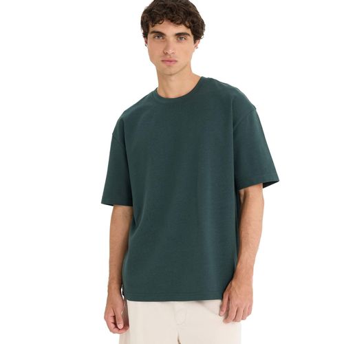 T-shirt oversize basique en tissu épais à col rond