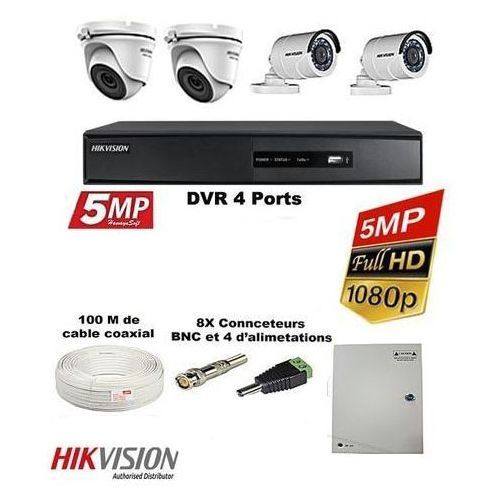 Pack Caméras Complet 4 caméra de A à Z de 5MP Jour et Nuit