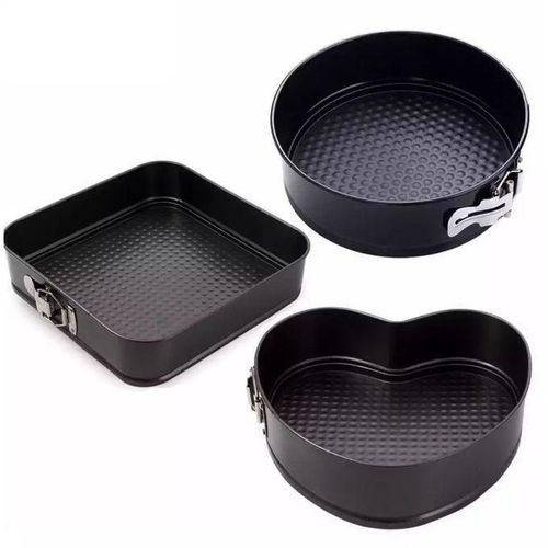 Set de 3 Moules à gâteaux amovibles et antiadhésifs de 3 Formes différentes: Rond, Carré, Cœur