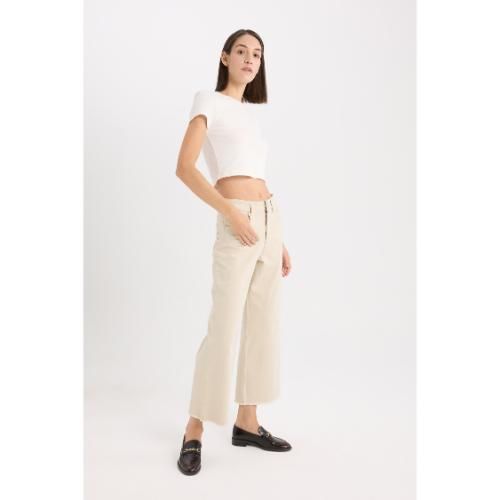 Pantalon Femme en coton - Beige - D6917AX.