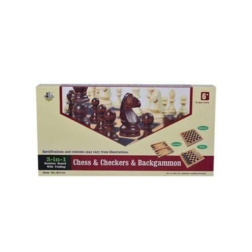 Jeu de société, Coffret de jeu 3en1 – Echecs, Dames, Backgammon en bois