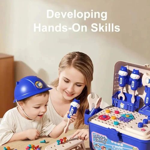 Coffret d'Outils Enfant avec Perceuse Électrique Factice – Jeu de Bricolage Éducatif STEM pour Garçons et Filles
