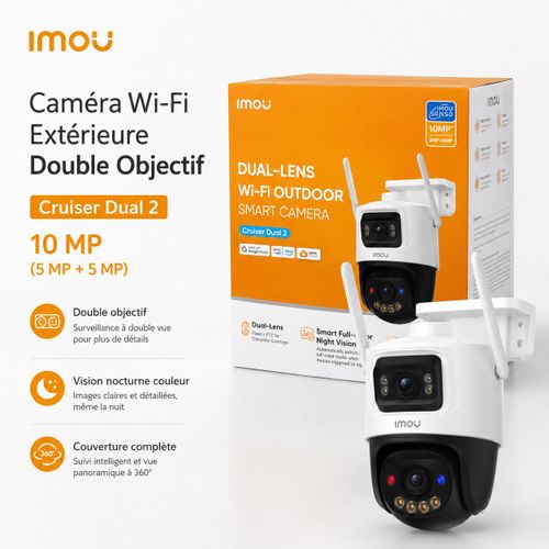 Cruiser Dual 2 10MP – Caméra Wi-Fi Extérieure à Double Objectif 5MP+5MP - Smart Caméra avec Vision Nocturne et détection AI