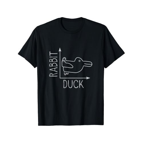 T-shirt Homme Illusion Optique Canard et Lapin Humoristique - T-shirt Noir avec Motif Canard & Lapin Blanc, Haut Décontracté à Manches Courtes et Col Rond pour Usage Quotidien & Événements Costumés - Vêtement de Conversation Amusant, Tenue de Fête, Desi