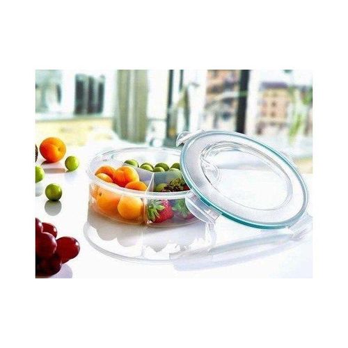 Boîte alimentaire ronde hermétique à trois compartiments – idéale pour le transport et le rangement